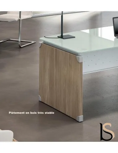 Bureau de direction en verre X time avec retour  – Quadrifoglio.