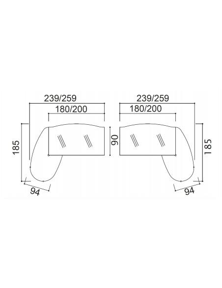 Bureau de direction en verre X time avec retour  – Quadrifoglio.
