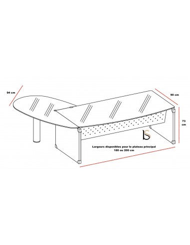 Bureau de direction en verre X time avec retour  – Quadrifoglio.