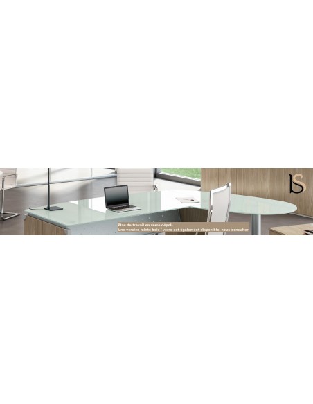 Bureau de direction en verre X time avec retour  – Quadrifoglio.
