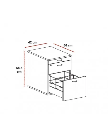 Caisson mobile 2 tiroirs  + 1 tirette plumier - QUADRIFOGLIO
