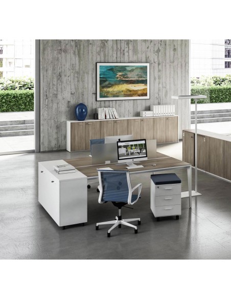 Bureau bench 2 personnes sur armoires X5 – Officity.