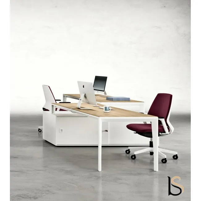Bureau bench 2 personnes avec armoires X5 – Officity.