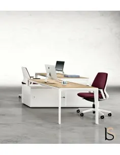 Bureau bench 2 personnes avec armoires X5 – Officity.