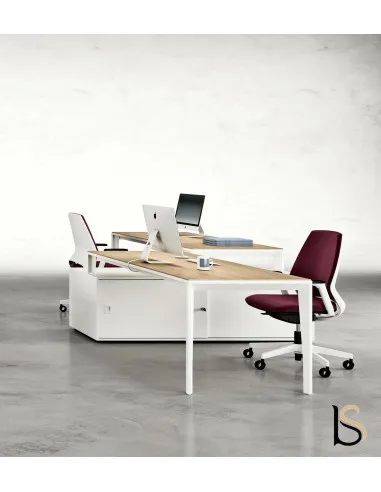 Bureau bench 2 personnes avec armoires X5 – Officity.