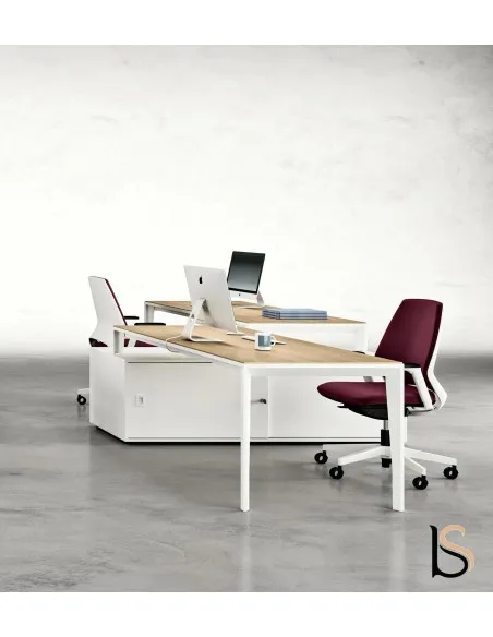 Bureau bench 2 personnes avec armoires X5 – Officity.