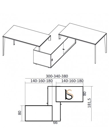 Bureau bench 2 personnes avec armoires X5 – Officity.