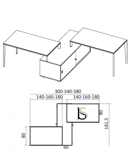 Bureau bench 2 personnes avec armoires X5 – Officity.