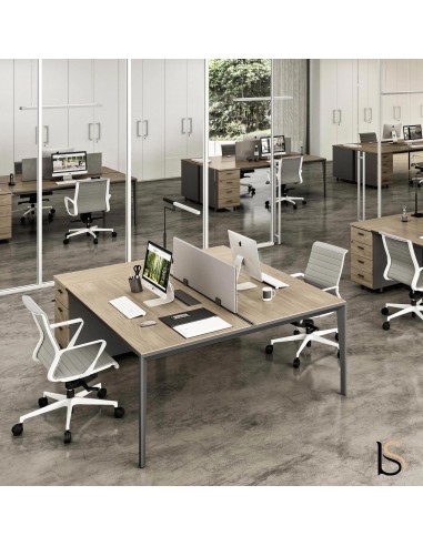 Bureau bench 2 personnes sur caissons X5 – Officity.