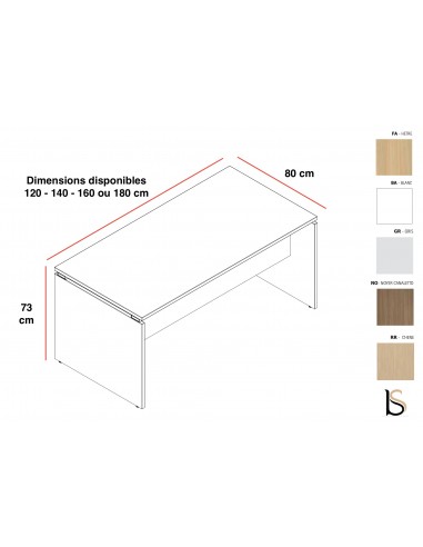 Bureau rectangulaire pieds bois Practika P4 – Quadrifoglio