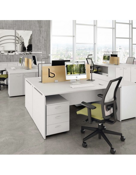 Bureau rectangulaire pieds bois Practika P4 – Quadrifoglio