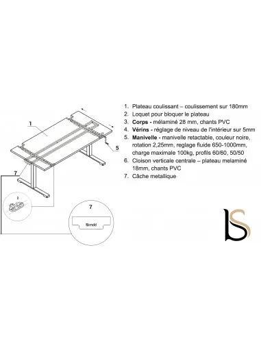 Bureau réglable en hauteur manuellement – MDD