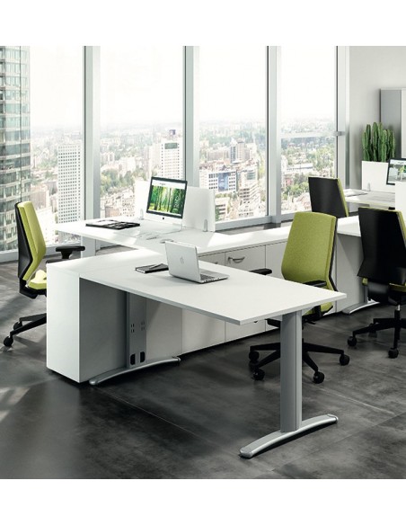 Bureau rectangulaire pieds bois Practika P4 – Quadrifoglio