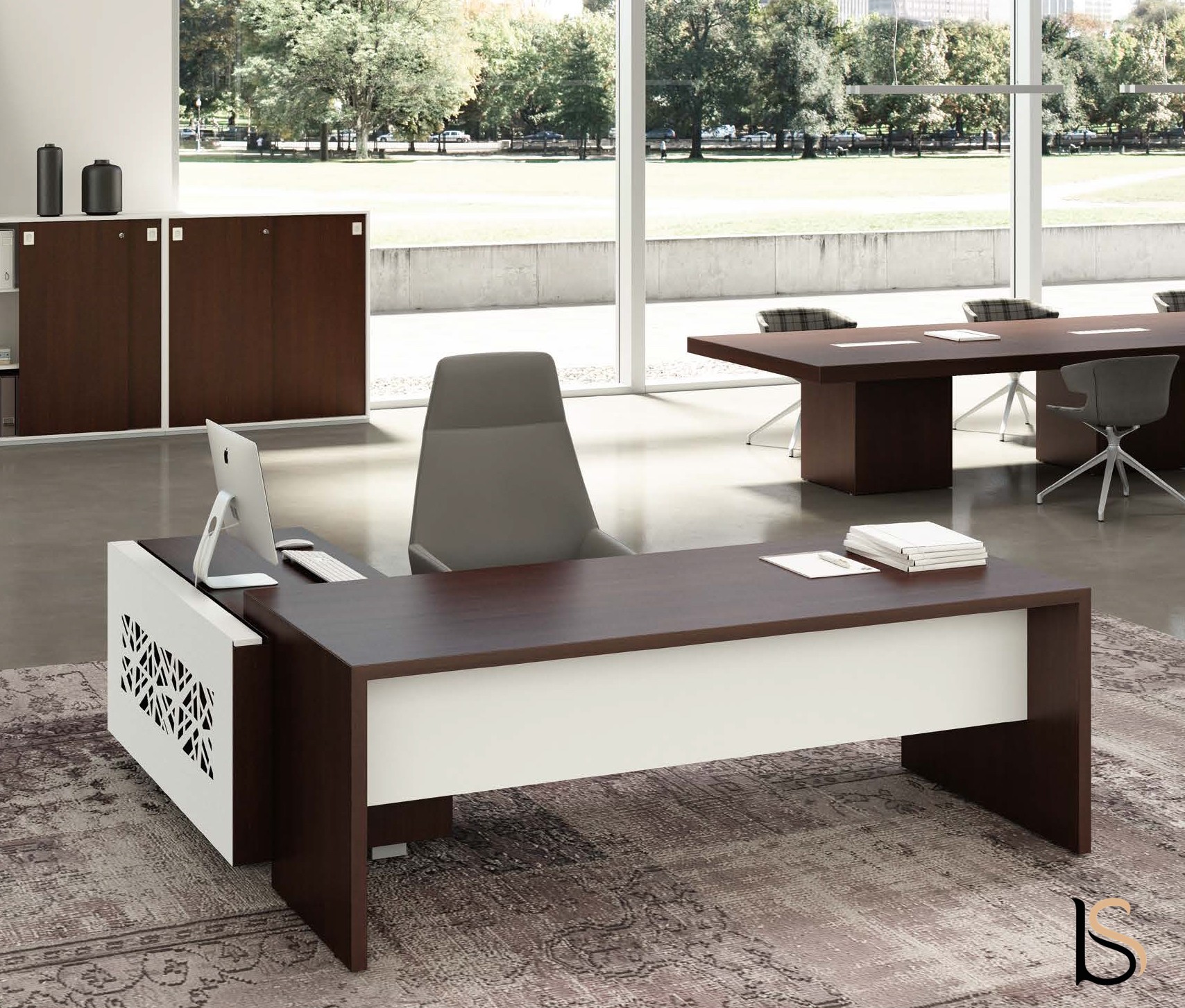 Bureau D Angle T45 Avec Desserte Dos Design Quadrifoglio Bureaux