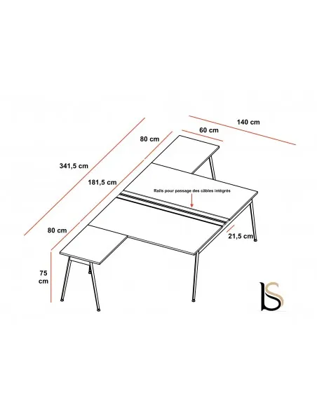 Bureau bench 2 personnes X3 - Officity
