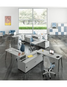 Bureau bench X3 avec rangement - Officity 2