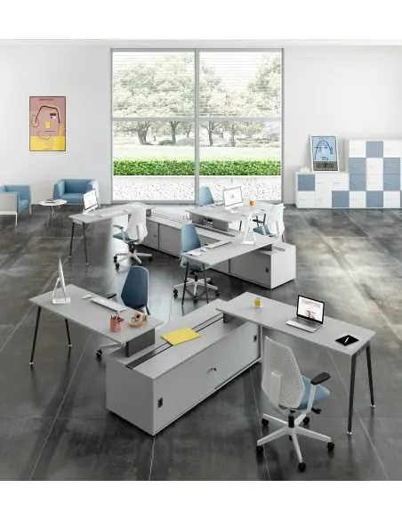 Bureau bench X3 avec rangement - Officity