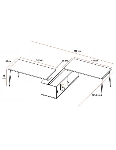 Bureau bench X3 avec rangement - Officity