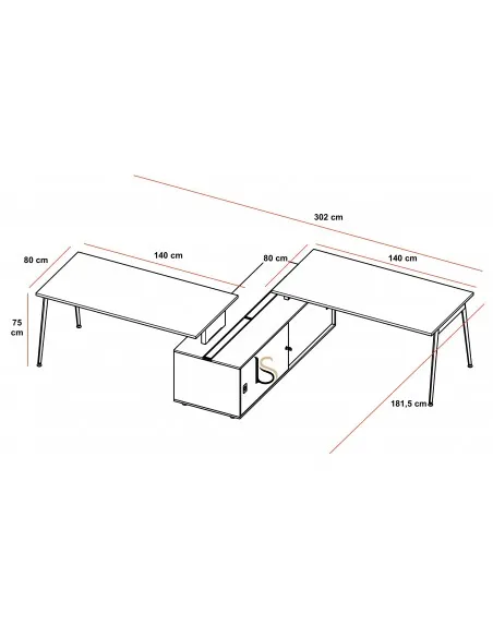 Bureau bench X3 avec rangement - Officity