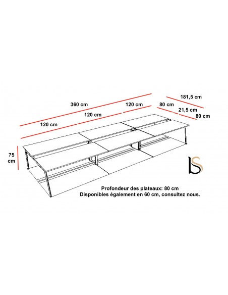 Bureau bench 6 personnes X3 - Officity