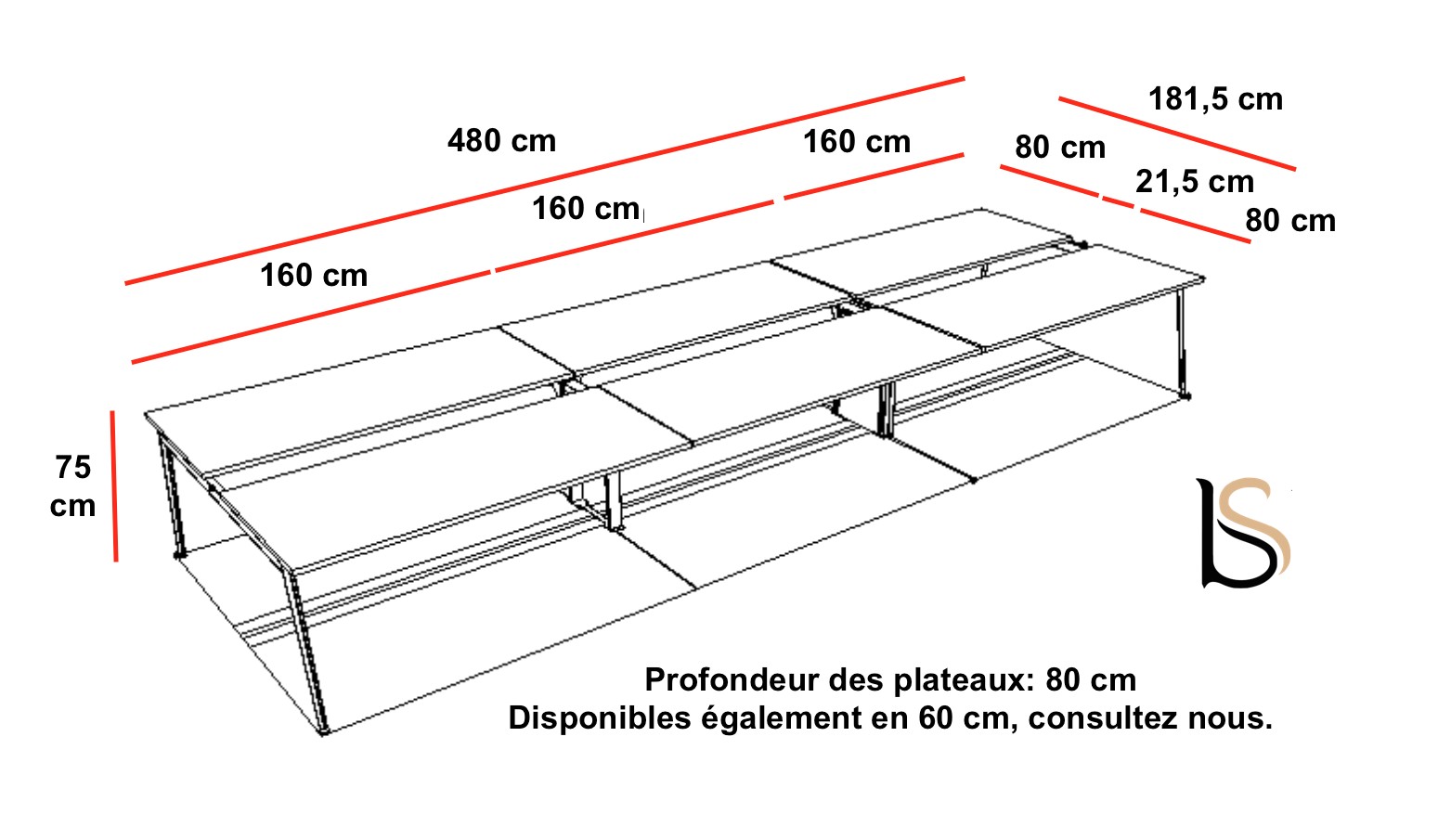 Bureau Bench 6 Personnes X3 Officity Bureaux Bench Officity