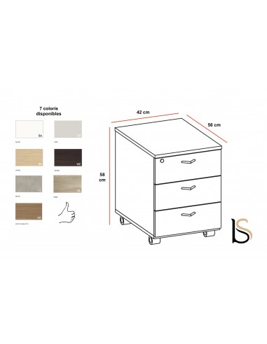 Caisson mobile 3 tiroirs avec coussin - Officity