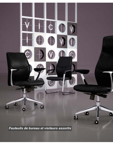 Fauteuil de Direction en cuir avec têtière, modèle VIC – Mobel Linea