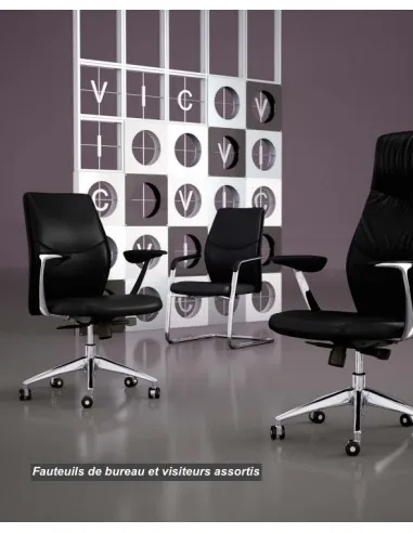 Fauteuil de Direction en cuir avec têtière, modèle VIC – Mobel Linea