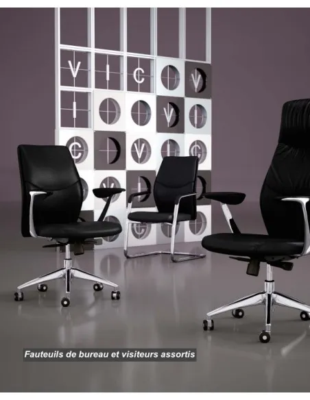Fauteuil de Direction en cuir avec têtière, modèle VIC – Mobel Linea