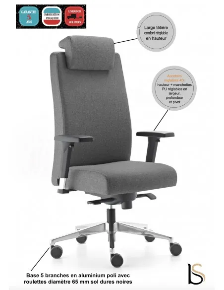 Fauteuil de direction en tissu Bost - Sokoa