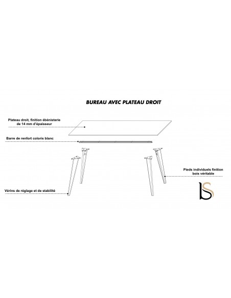 Bureau de direction rectangulaire Pigreco Up - Martex
