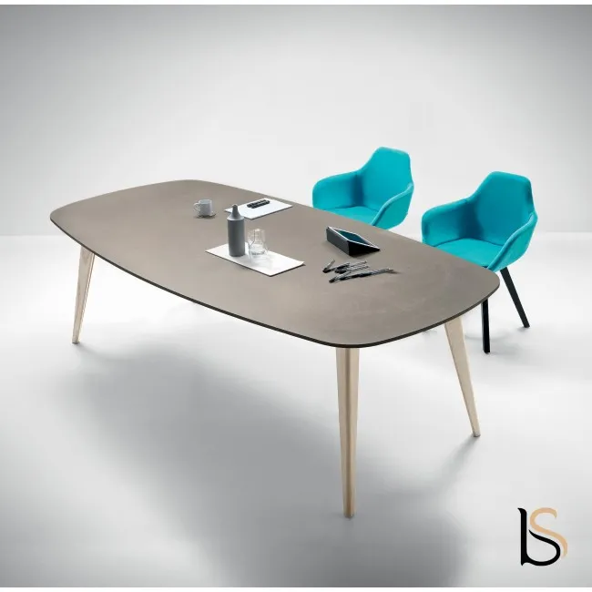 Table de réunion Pigreco Up pieds bois – Martex