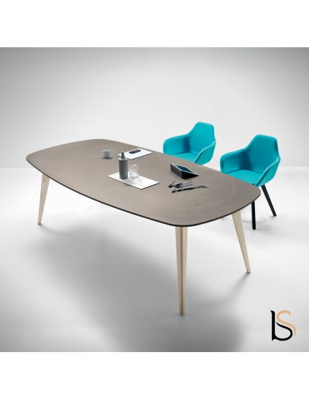 Table de réunion Pigreco Up pieds bois – Martex