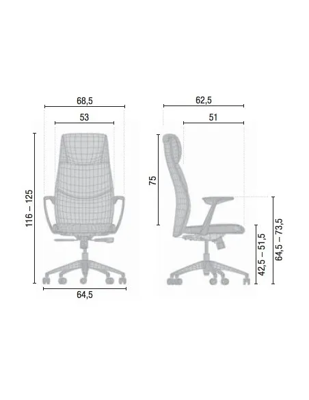 Fauteuil de Direction en cuir avec têtière, modèle VIC – Mobel Linea
