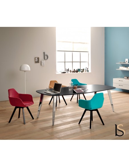 Table de réunion design Pigreco Up laquée/chromé – Martex
