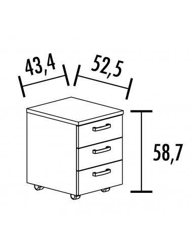 Classeur 2 tiroirs pour 50 dossiers suspendus 41,4 x 76,4 x 44 cm