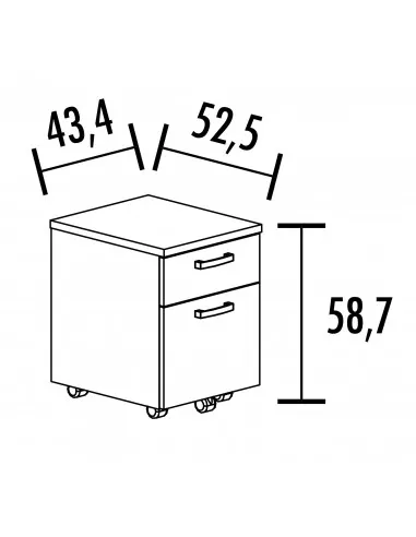 Caisson à roulettes 2 tiroirs dont 1 pour les dossiers suspendus version unie – MOBEL LINEA