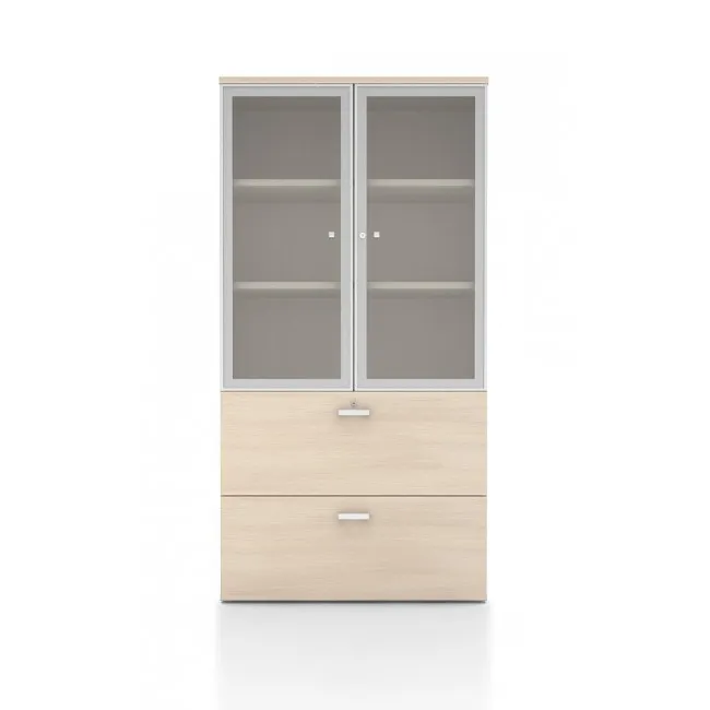 Armoire haute vitrée et classement pour dossiers suspendus – Mobel Linea