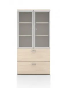 Armoire haute vitrée et classement pour dossiers suspendus – Mobel Linea