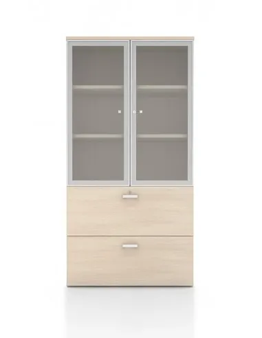 Armoire haute vitrée et classement pour dossiers suspendus – Mobel Linea