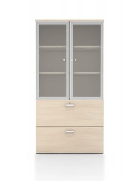 Armoire haute vitrée et classement pour dossiers suspendus – Mobel Linea