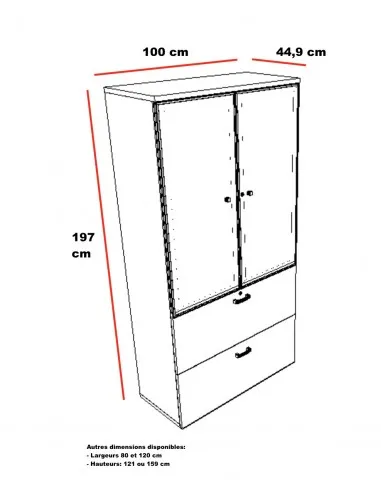 Armoire haute vitrée et classement pour dossiers suspendus – Mobel Linea
