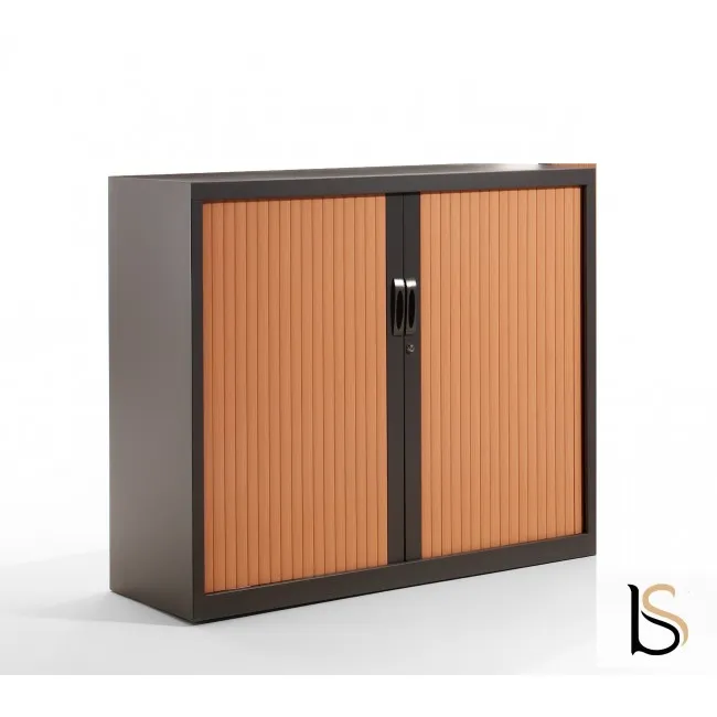 Armoire basse à portes rideaux ton bois – GAPSA