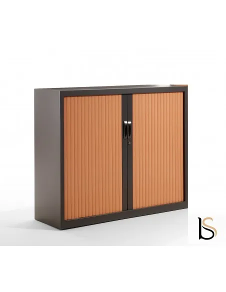 Armoire basse à portes rideaux ton bois – GAPSA