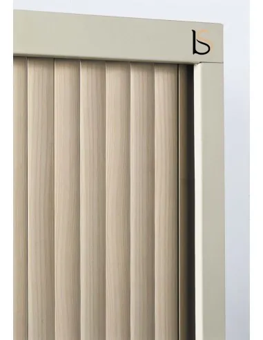 Armoire basse à portes rideaux ton bois – GAPSA