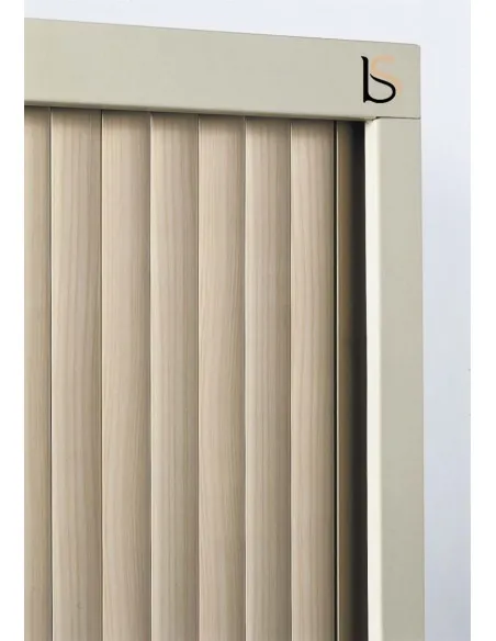 Armoire basse à portes rideaux ton bois – GAPSA