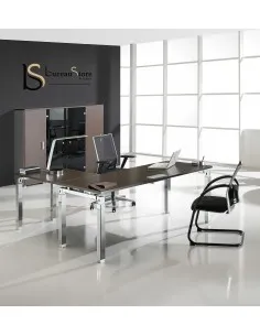 Bureau d’angle Rock K4 avec piètement Design finition chromée – Mobel Linea