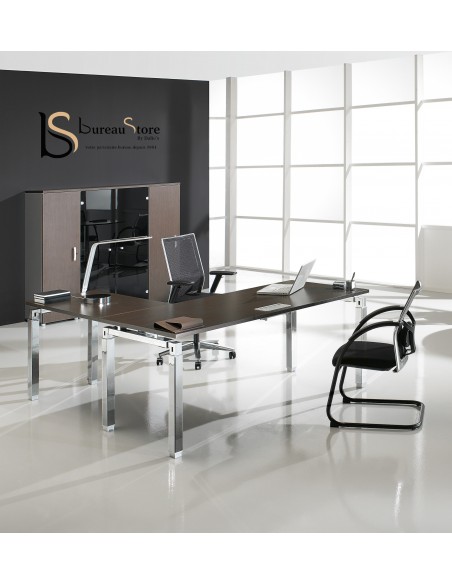 Bureau d’angle Rock K4 avec piètement Design finition chromée – Mobel Linea