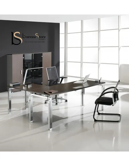 Bureau d’angle Rock K4 avec piètement Design finition chromée – Mobel Linea