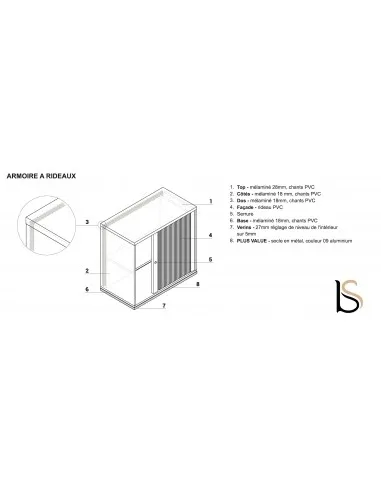 Armoire à rideaux démontable en bois - MDD